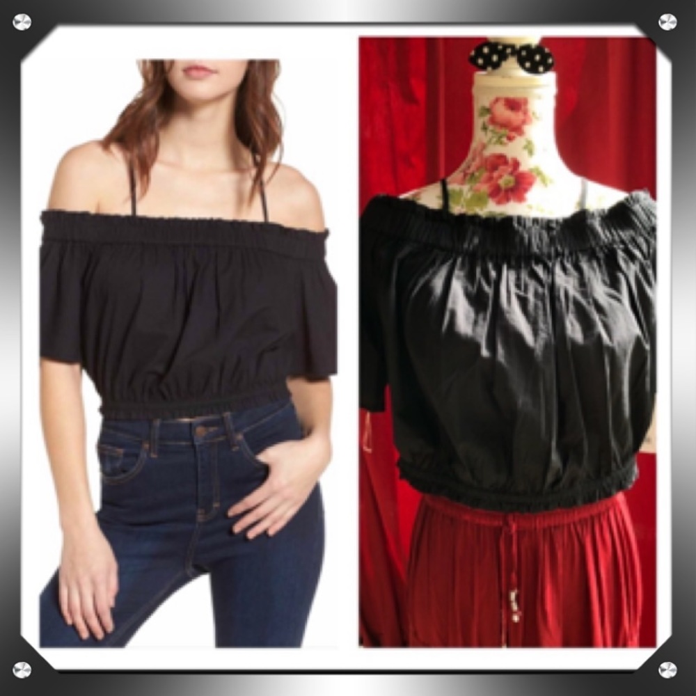 BP Strappy Cold Shoulder Crop Top, Size Large
